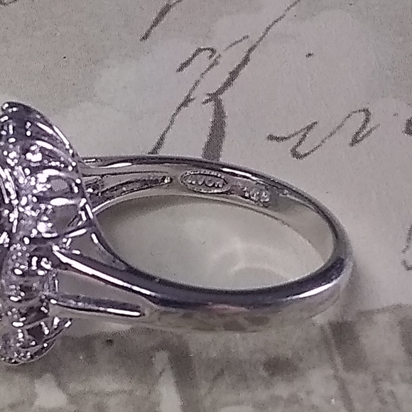 Princess Diana RJ Avon .925 Sterling Silver Blue Sapphire Halo Ring - Picture 5 of 6